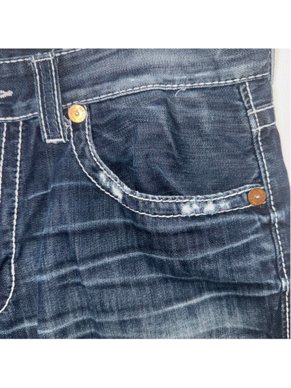 Big Star Pioneer Bootcut Jeans 34R Blue The Legendary Distressed Thick Stitch - Picture 5 of 16